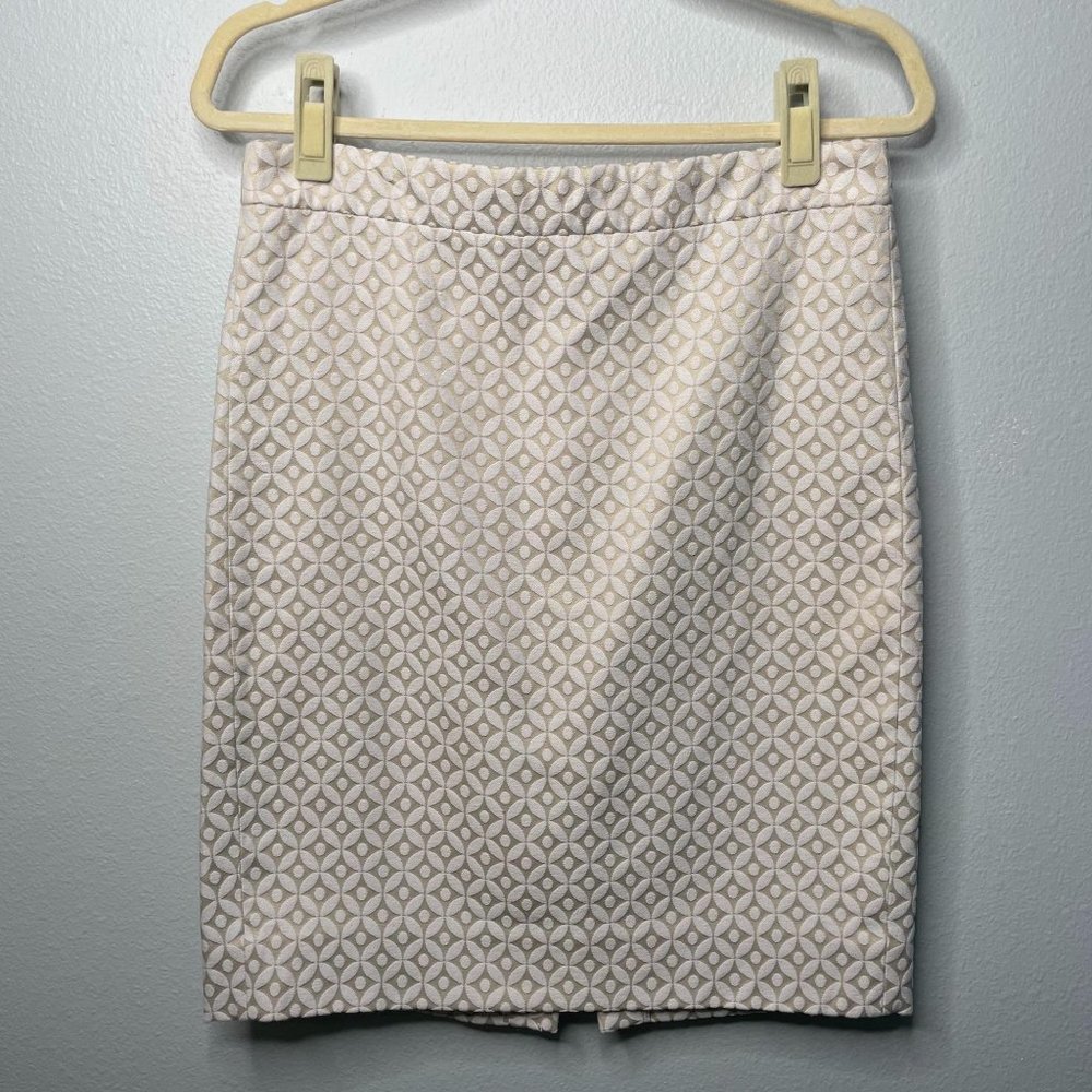 J. Crew Factory Cream Beige The Pencil Skirt Size 6 Cotton Blend Straight Womens - Picture 4 of 8